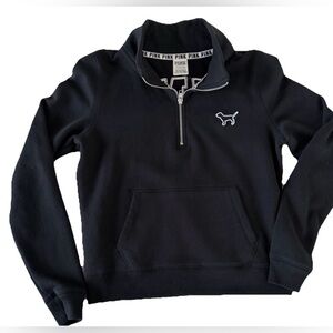 Victoria's Secret PINK Black Quarter-Zip Sweater